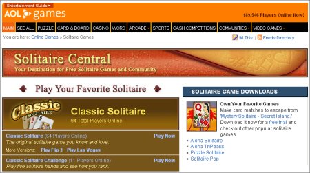 AOL Solitaire Central